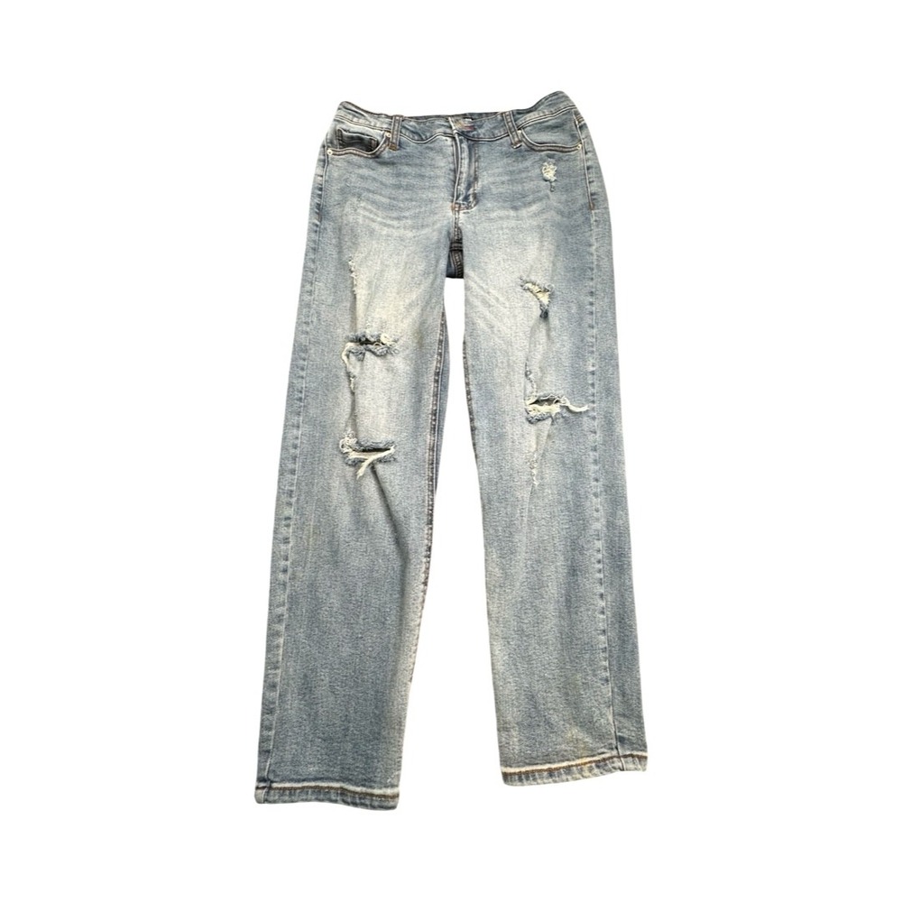 Fashion Nova Jeans‎ Women 7 Blue Distressed Straight Leg Ripped Denim 9371FN